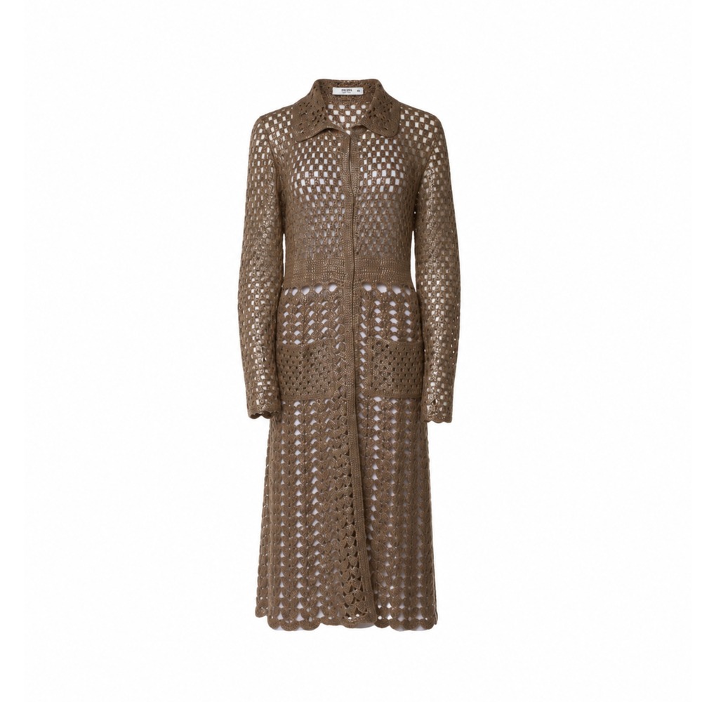 Prada Vintage 2000's Metallic Gold Crochet Duster Sweater